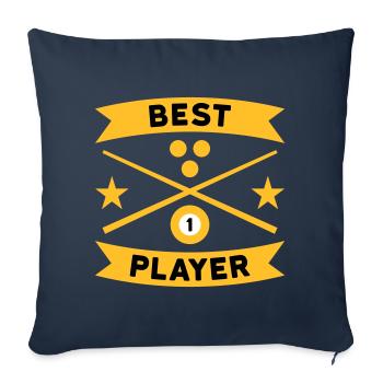 Meilleurs joueurs de billard, queues de billard, boules de billard - Housse de coussin décorative 45 x 45 cm - bleu marine - Devant