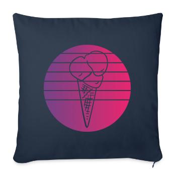 Cornet de crème glacée Retro Style Vintage - Housse de coussin décorative 45 x 45 cm - bleu marine - Devant