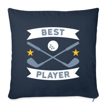 Meilleur joueur de golf (bannières, étoiles, clubs de golf) - Housse de coussin décorative 45 x 45 cm - bleu marine - Devant
