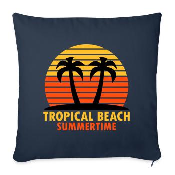 Tropical beach, summertime (Insel, Palmen, Sonne) - Sofakissenbezug 45 x 45 cm - Navy - Vorne
