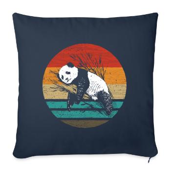 Panda Retro Style Vintage - Housse de coussin décorative 45 x 45 cm - bleu marine - Devant