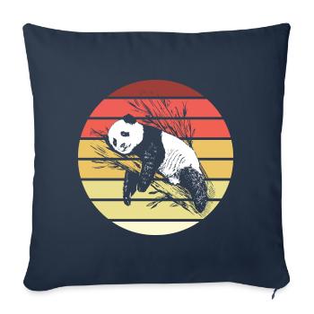 Panda Retro Style Vintage - Housse de coussin décorative 45 x 45 cm - bleu marine - Devant