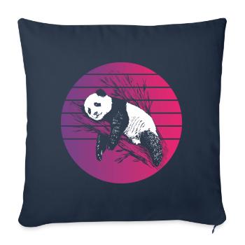 Panda Retro Style Vintage - Housse de coussin décorative 45 x 45 cm - bleu marine - Devant