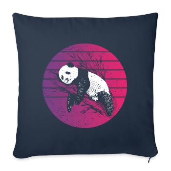 Panda Retro Style Vintage - Housse de coussin décorative 45 x 45 cm - bleu marine - Devant