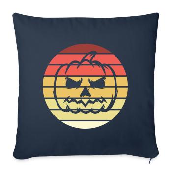 Citrouille Rétro Style Vintage - Housse de coussin décorative 45 x 45 cm - bleu marine - Devant