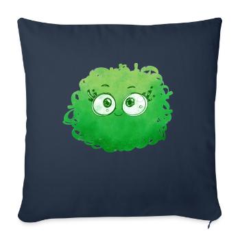 Petit Monstre pelote n°1 – vert - Housse de coussin décorative 45 x 45 cm - bleu marine - Devant
