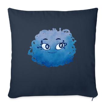 Petit Monstre pelote n°3 – bleu - Housse de coussin décorative 45 x 45 cm - bleu marine - Devant
