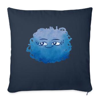 Petit Monstre pelote n°4 – bleu - Housse de coussin décorative 45 x 45 cm - bleu marine - Devant