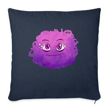 Petit Monstre pelote n°8 – rose - Housse de coussin décorative 45 x 45 cm - bleu marine - Devant