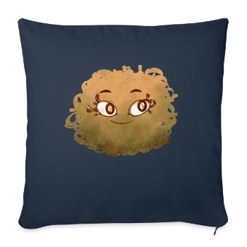 Petit Monstre pelote n°3 – jaune - Housse de coussin décorative 45 x 45 cm - bleu marine - Devant