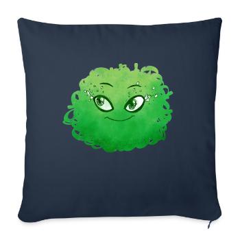 Petit Monstre pelote n°2 – vert - Housse de coussin décorative 45 x 45 cm - bleu marine - Devant