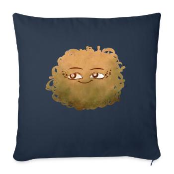 Petit Monstre pelote n°4 – jaune - Housse de coussin décorative 45 x 45 cm - bleu marine - Devant