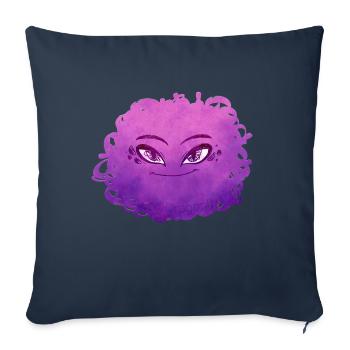 Petit Monstre pelote n°10 – rose - Housse de coussin décorative 45 x 45 cm - bleu marine - Devant