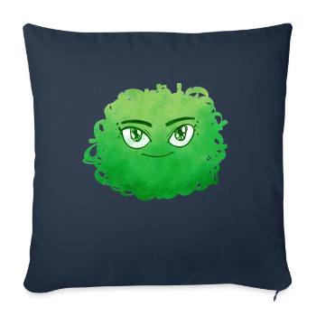 Petit Monstre pelote n°6 – vert - Housse de coussin décorative 45 x 45 cm - bleu marine - Devant