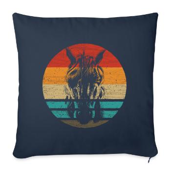 Licorne Rétro Style Vintage - Housse de coussin décorative 45 x 45 cm - bleu marine - Devant