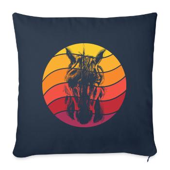 Licorne Rétro Style Vintage - Housse de coussin décorative 45 x 45 cm - bleu marine - Devant