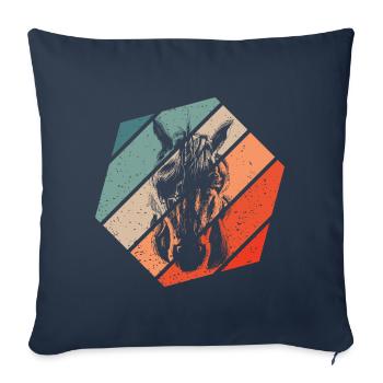 Licorne Rétro Style Vintage - Housse de coussin décorative 45 x 45 cm - bleu marine - Devant