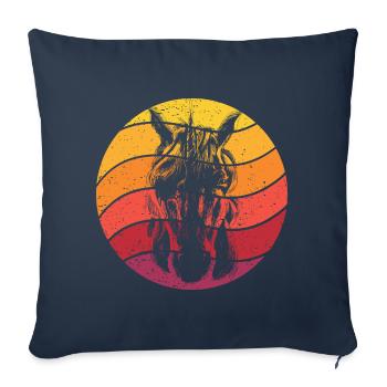 Licorne Rétro Style Vintage - Housse de coussin décorative 45 x 45 cm - bleu marine - Devant