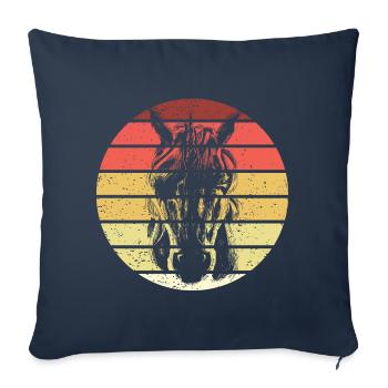 Licorne Rétro Style Vintage - Housse de coussin décorative 45 x 45 cm - bleu marine - Devant