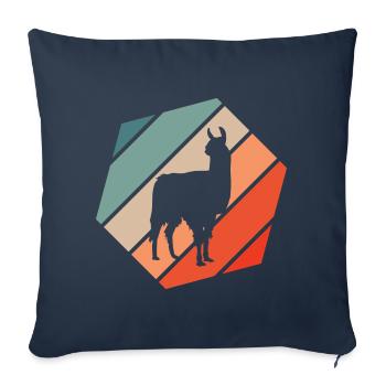 Lama Retro Style Vintage - Housse de coussin décorative 45 x 45 cm - bleu marine - Devant