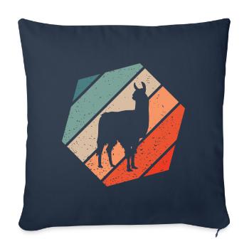 Lama Retro Style Vintage - Housse de coussin décorative 45 x 45 cm - bleu marine - Devant