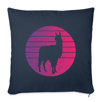 Lama Retro Style Vintage - Housse de coussin décorative 45 x 45 cm - bleu marine - Devant