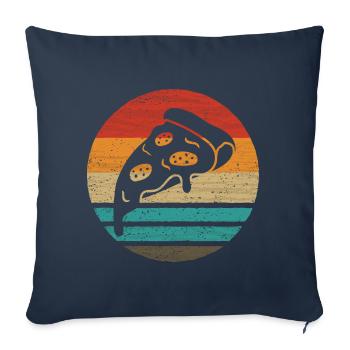 Pizza Slice Retro Style Vintage - Housse de coussin décorative 45 x 45 cm - bleu marine - Devant