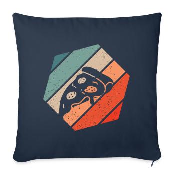 Pizza Slice Retro Style Vintage - Housse de coussin décorative 45 x 45 cm - bleu marine - Devant