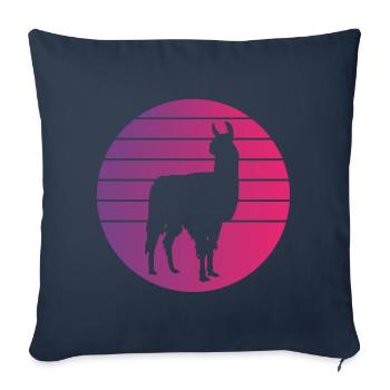 Lama Retro Style Vintage - Housse de coussin décorative 45 x 45 cm - bleu marine - Devant