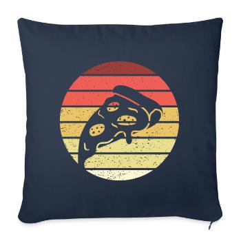 Pizza Slice Retro Style Vintage - Housse de coussin décorative 45 x 45 cm - bleu marine - Devant