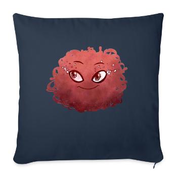 Petit Monstre pelote n°2 – rouge - Housse de coussin décorative 45 x 45 cm - bleu marine - Devant