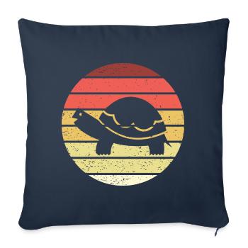 Tortue Rétro Style Vintage - Housse de coussin décorative 45 x 45 cm - bleu marine - Devant