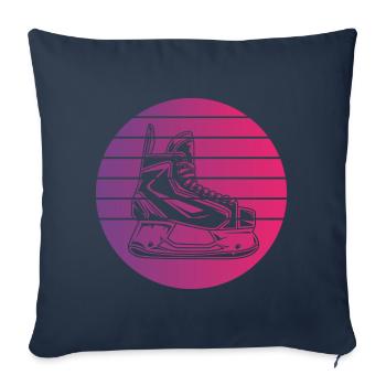 Hockey sur glace Patin à glace Style Rétro Vintage - Housse de coussin décorative 45 x 45 cm - bleu marine - Devant