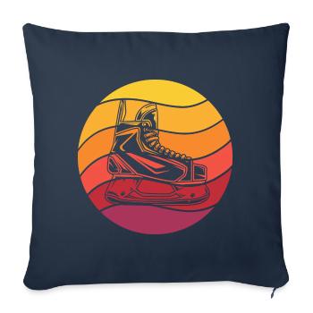 Hockey sur glace Patin à glace Style Rétro Vintage - Housse de coussin décorative 45 x 45 cm - bleu marine - Devant