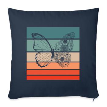 Butterfly Retro Style Vintage - Sofa pillowcase 17,3'' x 17,3'' (45 x 45 cm) - navy - Front
