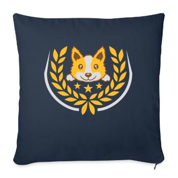 Couronne de laurier mignon design de chien - Housse de coussin décorative 45 x 45 cm - bleu marine - Devant