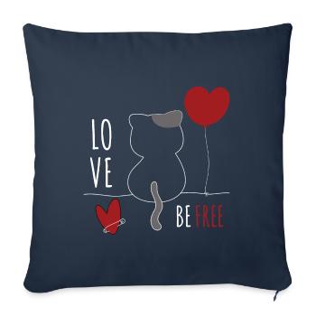 Cat with heart Cat love Animal love Cats - Sofa pillowcase 17,3'' x 17,3'' (45 x 45 cm) - navy - Front