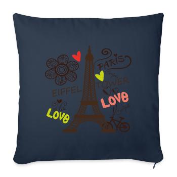 Paris Eiffel Tower Arc de Triomphe Love from Frankre - Sofa pillowcase 17,3'' x 17,3'' (45 x 45 cm) - navy - Front