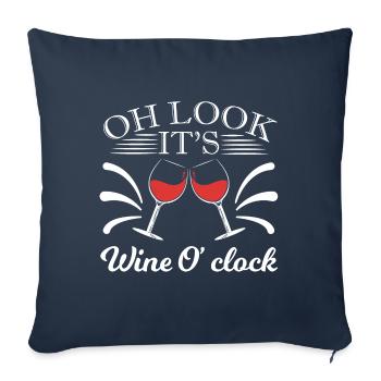 Oh regardez c'est Wine O'clock Tee pour Alcool - Housse de coussin décorative 45 x 45 cm - bleu marine - Devant