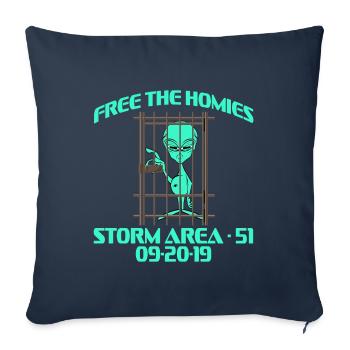 Free The Homies Storm Area 51 20/09/2019 T-shirt - Housse de coussin décorative 45 x 45 cm - bleu marine - Devant