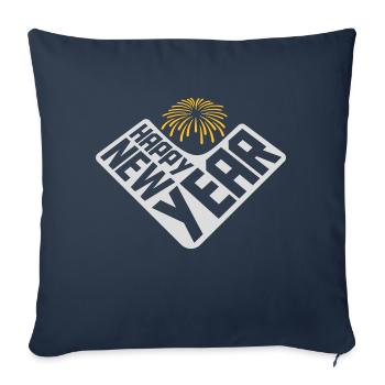 Citation Bonne année - Housse de coussin décorative 45 x 45 cm - bleu marine - Devant