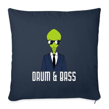 Drumming Shirt For Drummers "Drum & Bass Alien" - Sofa pillowcase 17,3'' x 17,3'' (45 x 45 cm) - navy - Front