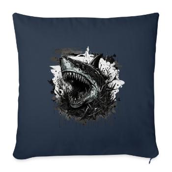 Requin de mauvaise humeur - Housse de coussin décorative 45 x 45 cm - bleu marine - Devant