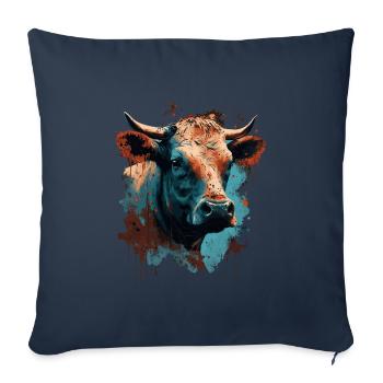 A cow - Sofa pillowcase 17,3'' x 17,3'' (45 x 45 cm) - navy - Front