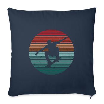 Skateboarder Vintage Skater Skating Skateboard - Housse de coussin décorative 45 x 45 cm - bleu marine - Devant
