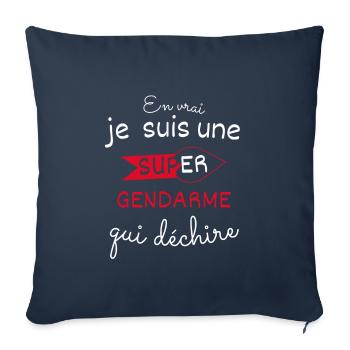 Super Gendarme qui Déchire - Housse de coussin décorative 45 x 45 cm - bleu marine - Devant