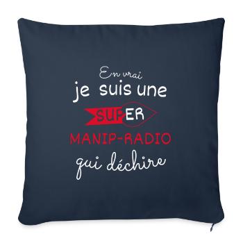 Super Manip radio qui Déchire - Housse de coussin décorative 45 x 45 cm - bleu marine - Devant