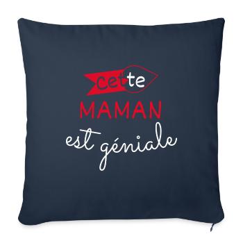 Maman Géniale cadeau - Housse de coussin décorative 45 x 45 cm - bleu marine - Devant