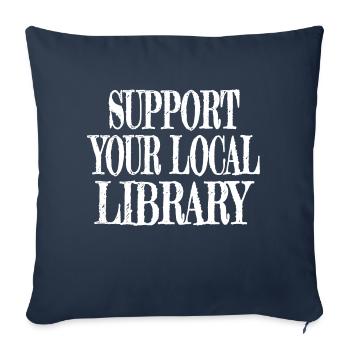 Book Cat Wine Book Fan Quote Comics Awesome Lover - Sofa pillowcase 17,3'' x 17,3'' (45 x 45 cm) - navy - Front