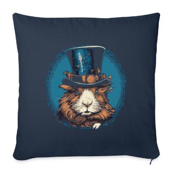 Cochon d’Inde Steampunk - Housse de coussin décorative 45 x 45 cm - bleu marine - Devant